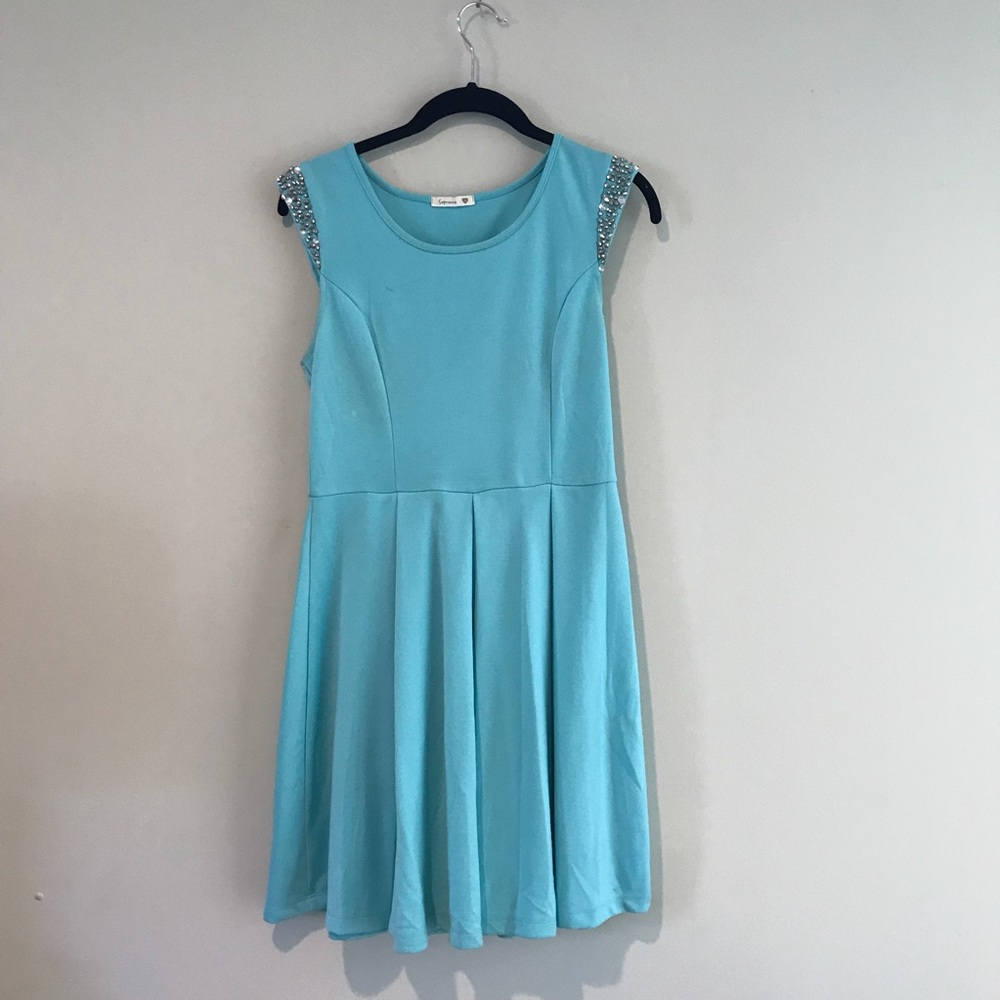Turquoise Tiffany blue knit skater dress, size M